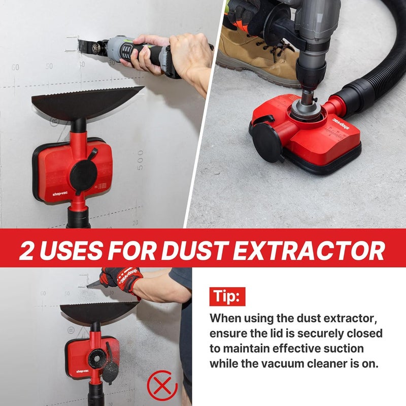 SHOPVAC Shop Dust Collection Attachment, 2-in-1 Vacuum Dust Collection Attachment for Drilling, Fits 4 Hose Sizes (1-1/4", 1-1/2", 1-7/8", 2-1/2") - Image 2